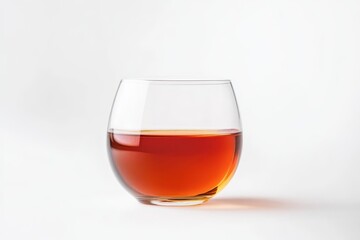 Glass of chrysanthemum tea on white backdrop
