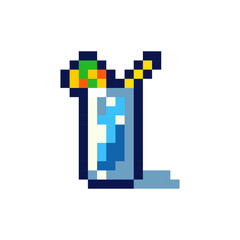 Pixel art summer drinks vector illustration