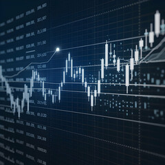 Digital stock market graph with fluctuating lines and floating digital numbers For Social Media Post Size