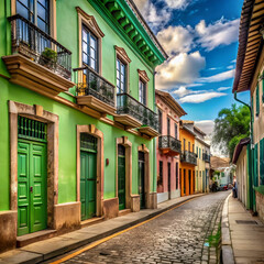 Fototapeta premium old buildings streets old green colors
