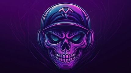 Fototapeta premium Neon Skull Illustration