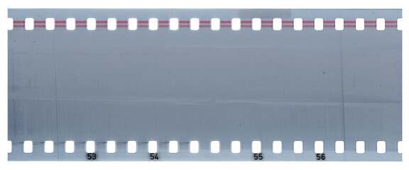 A blank film negative with a white border and a pink horizontal line in the middle, with the...