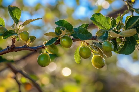 immature jujube fruit on tree