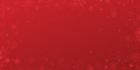 Elegant Christmas Red Background with Subtle Snowflakes. Christmas festive red background with snow falling