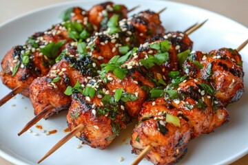 Fototapeta premium Korean fish cake skewer on white dish
