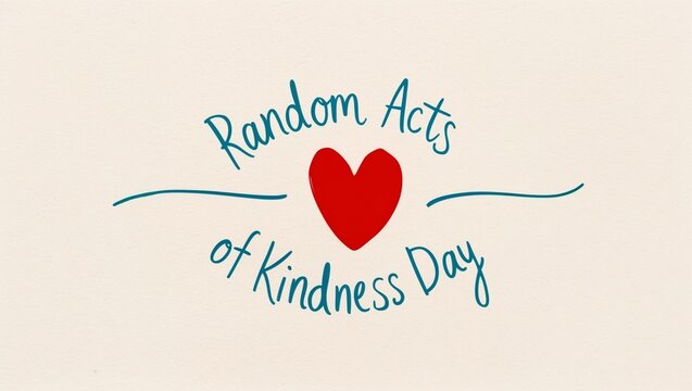 Random Acts of Kindness Day Text on greeting card with heart