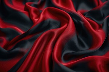 Obraz premium A close up of red and black silky fabric folded in a wave pattern.