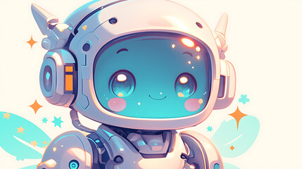 Obraz premium Kawaii white baby robot on a simple background