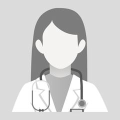 doctor avatar icon. Medicine professional and medical staff icon. Default placeholder doctor portrait photo avatar on grey background. grayscale healthcare professional Avatar, health worker icon.