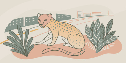 Cheetah Speed A Therian channeling a cheetah crouches low behind a bush before springing forward. The illustration captures the dynamic energy of sprinting from a crawl with an