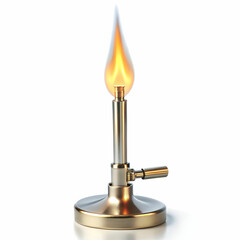 A Bunsen burner with a small control knob,