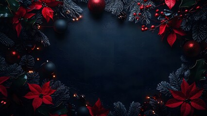 Christmas background with black, red and gold decorations