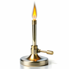 A Bunsen burner with a small control knob,