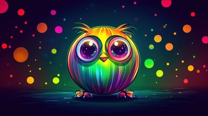 Naklejka premium Colorful Owl with Big Eyes