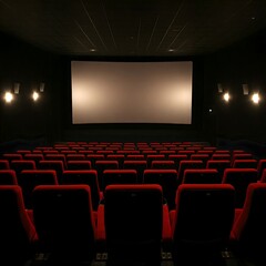Fototapeta premium Movie theater with red seats