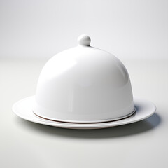 Fototapeta premium White Ceramic Cloche with Plate Food Cover