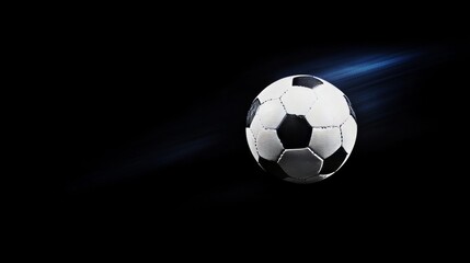 Soccer Ball on the Move. Classic Football with Motion Trails Against a Dark Background