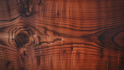 Naklejka premium Close-up of a mahogany tree cut surface with vibrant red-brown wood grain, radial growth rings, and natural cracks, perfect for backgrounds, textures, or organic design projects. 