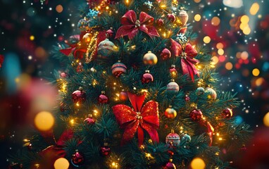decorated christmas tree 3d vector