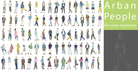 Urban people flat vector illustration collection pack