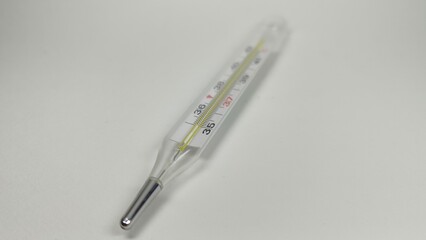 The photo shows a medical thermometer. Temperature measurement. Medicine.