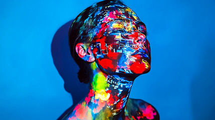 Woman Face Virtual Elements Infographics Technology AR Digital XR