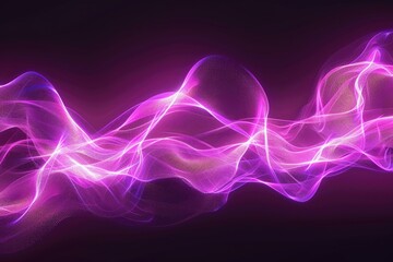Abstract purple and white glowing waves on a dark background.
