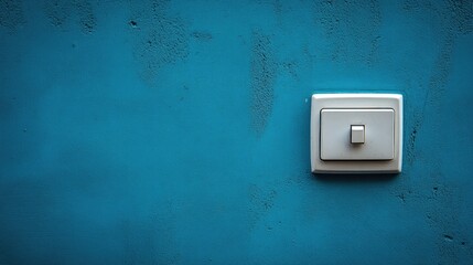 Minimalist Light Switch on Turquoise Wall with Subtle Textures and Shadows, Capturing Modern Interior Style in Contemporary Spaces for Design Inspiration