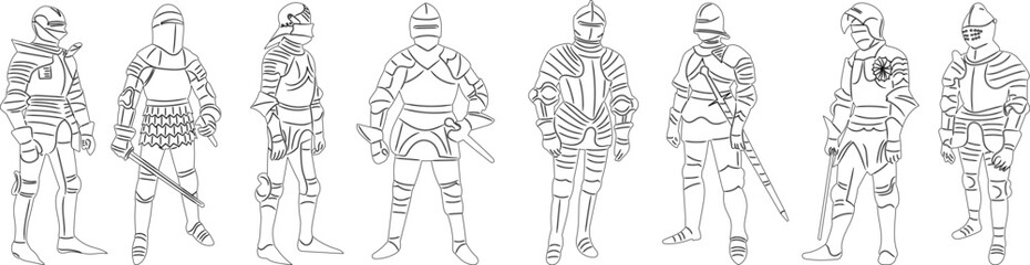 sketch knights, outline, icon, vector