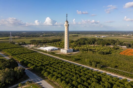 Captivating View of the Florida Citrus Tower in Clermont: A Symbol of Citrus Heritage and Scenic Beauty in Central Florida's Lush Landscape
