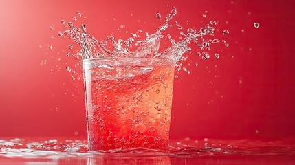 surreal creative advertising photos can drink red silver splash animation aesthetics gorgeous colors strong visual impact rich details super high resolution copy space