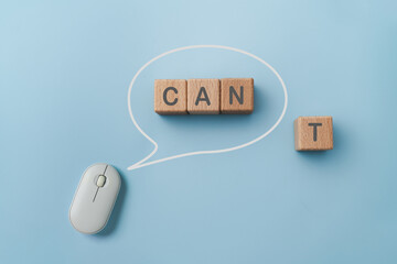 For personal development and career growth, mindset or change attitude  concept. Wood block cube...