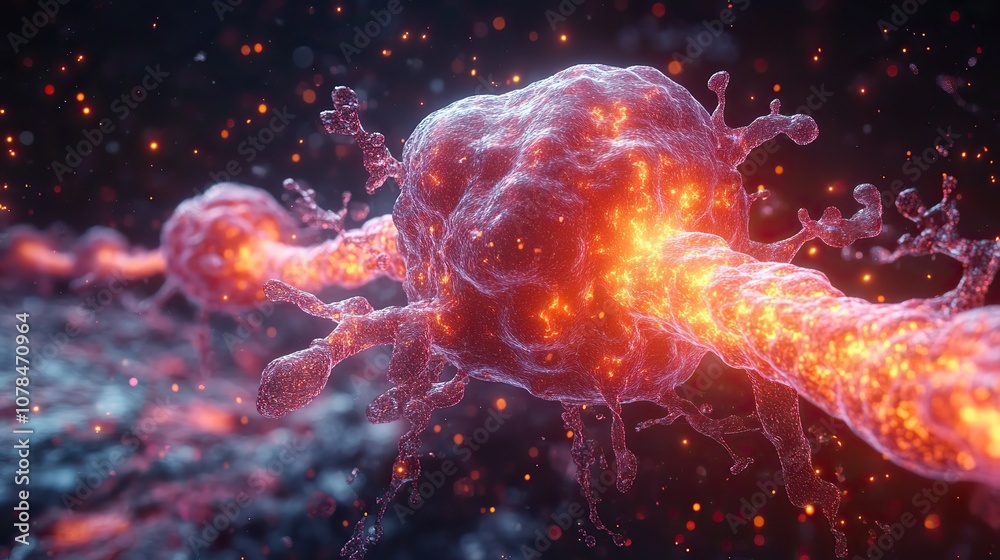 Canvas Prints synapse of neuron cell biology concept 3d rendering