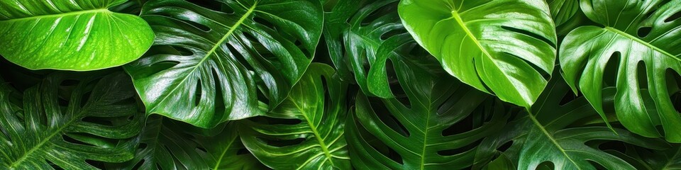 Tropical leaves background. Selective focus