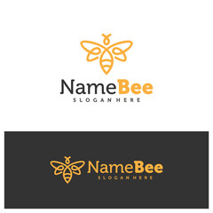 Obraz premium Bee logo vector illustration. Line art Bee logo design concept template