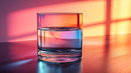 transparent glass with gradient colors 3d rendering