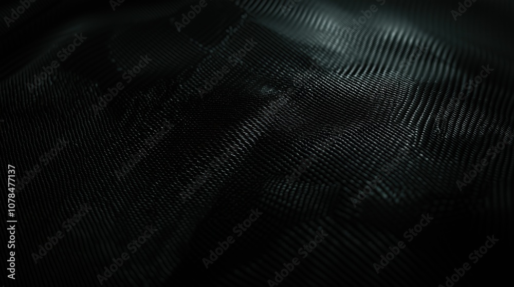 Poster close-up of textured black carbon fiber fabric intricate patterns and depth