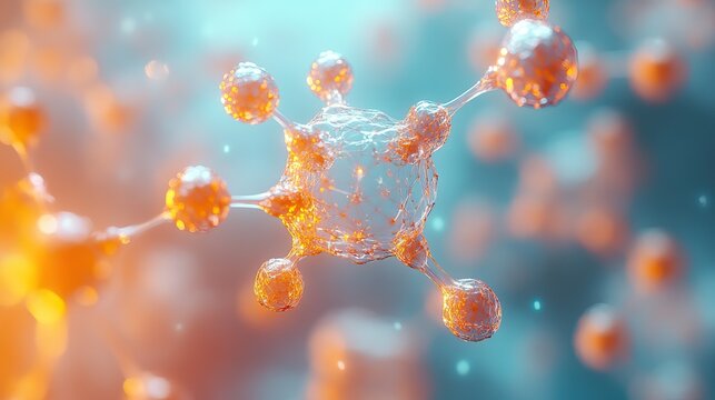 transparent molecules with different angles 3d rendering