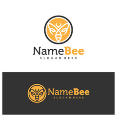 Fototapeta premium Bee logo vector illustration. Line art Bee logo design concept template