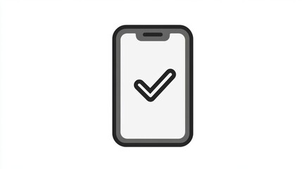 Minimal smartphone icon with checkmark on white