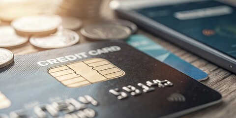 Close-Up Tilt-Shift Photography of a Credit Card Chip with Soft Focus, Highlighting Payment Technology and Modern Financial Transactions in an Artistic Perspective