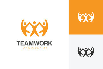 people happy logo icon design with Three person for life care, teamwork or family logo elements