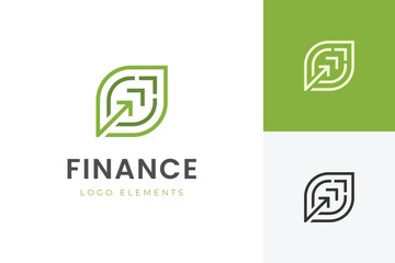 Obraz premium financial growth up logo icon design. arrow up with leaf logo concept idea for business nature logo, business growing logo elements