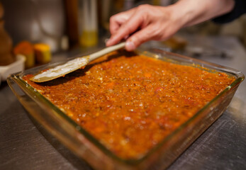 ミートソースのラザニアの下ごしらえ