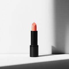 Coral Lipstick in Black Case with White Background