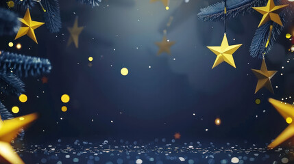 christmas background with yellow stars