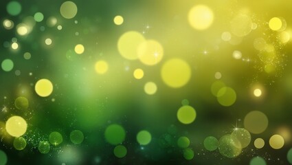 Abstract background with green blurred bokeh lights