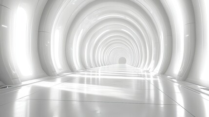 white science fiction tunnel 3d rendering