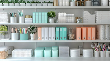 Organized Shelf with Pastel Colors Illustration