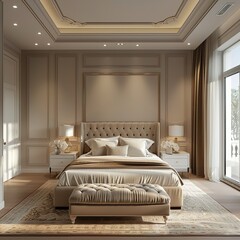 Master bedroom interior in luxury apartment